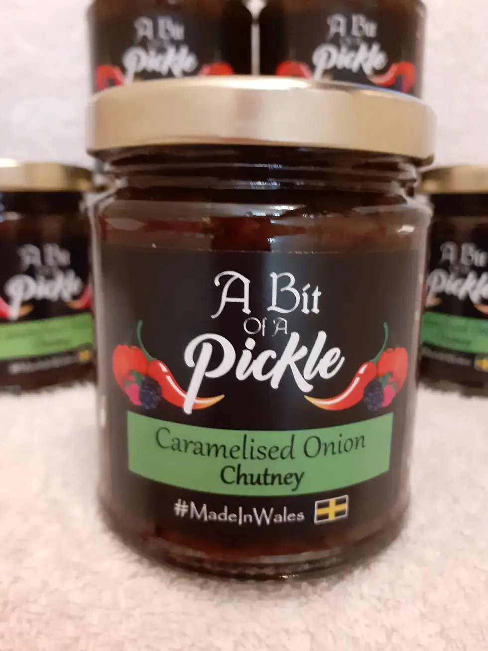Jar of A Bit of Pickle Caramelised Onion Chutney, Made in Wales.