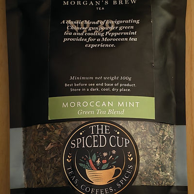 Morgan's Brew Moroccan Mint Green Tea Blend from The Spiced Cup, zero sugar