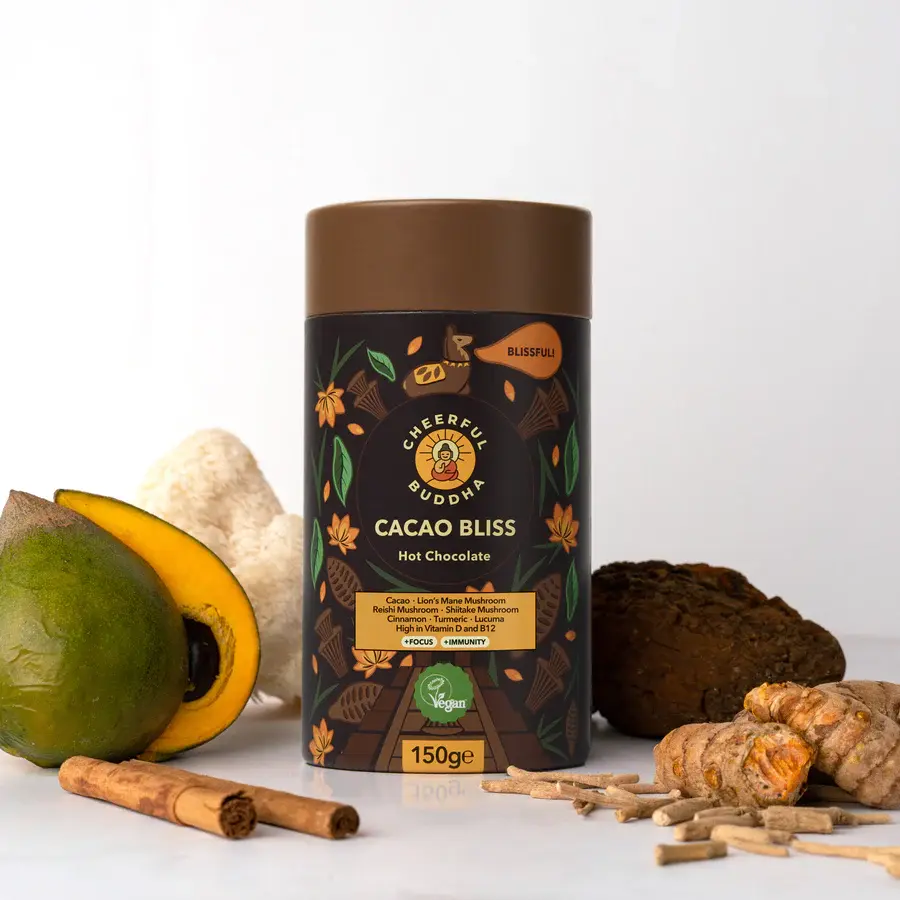 CACAO BLISS Hot Chocolate 150gr VEGAN, cacao, turmeric, cinnamon.