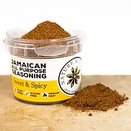 Jamaican All Purpose Seasoning Sweet and Spicy tub by Natures Kitchen