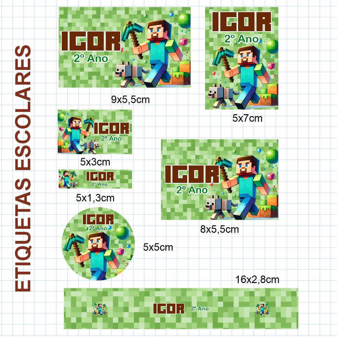 Etiquetas Escolares Minecraft