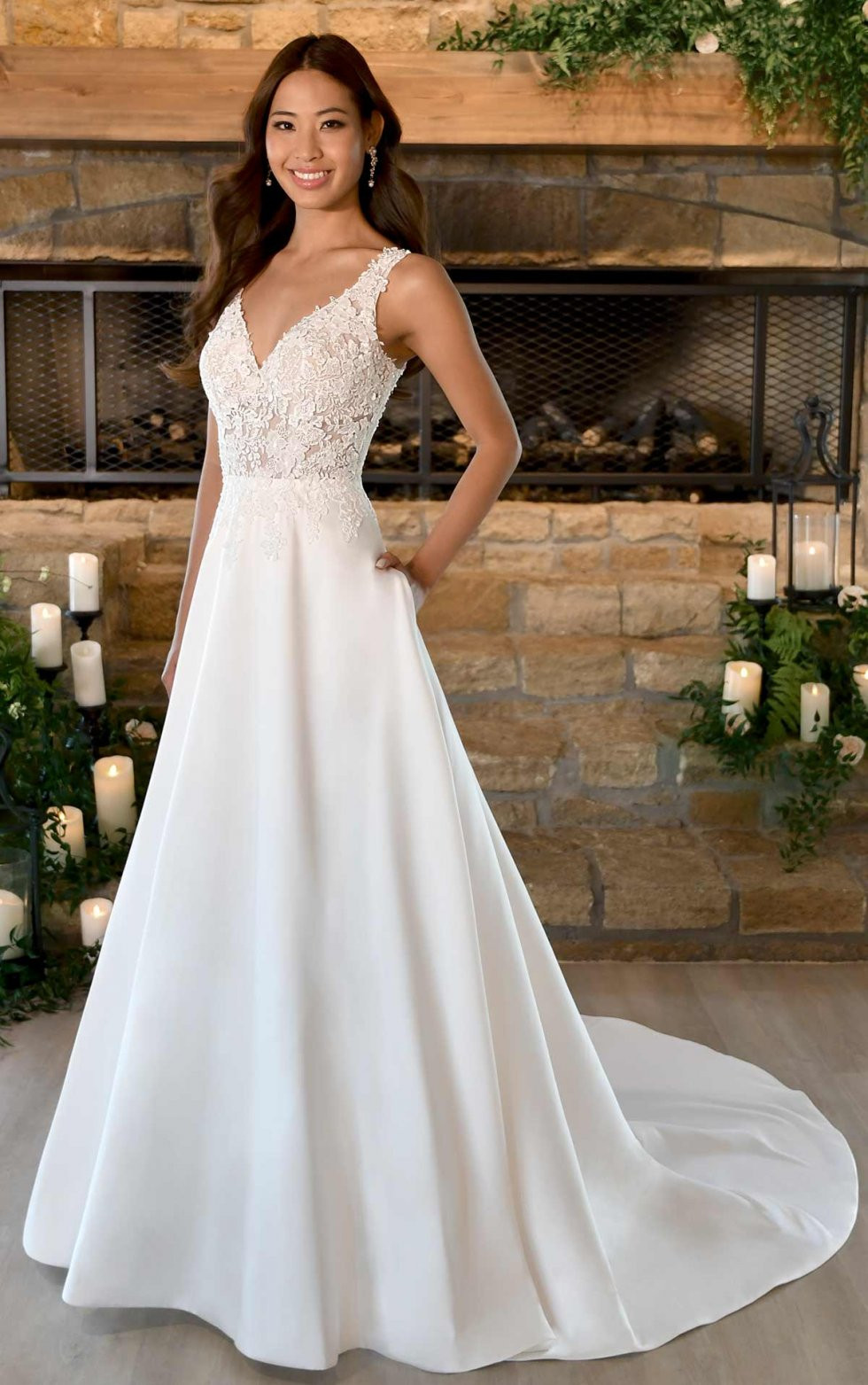 Stella York classic A-line wedding dress with lace bodice