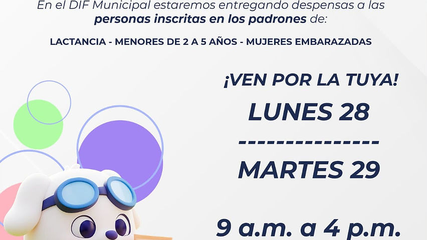 DIF Municipal realizara este lunes y martes entrega de despensas