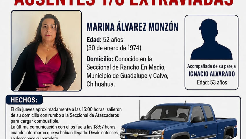 Desaparecen pareja de Guadalupe y Calvo tras viaje para abastecer combustible