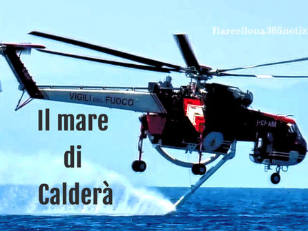 Barcellona [I Vigili del fuoco si riforniscono di acqua a Calderà per spegnere incendi in collina ]