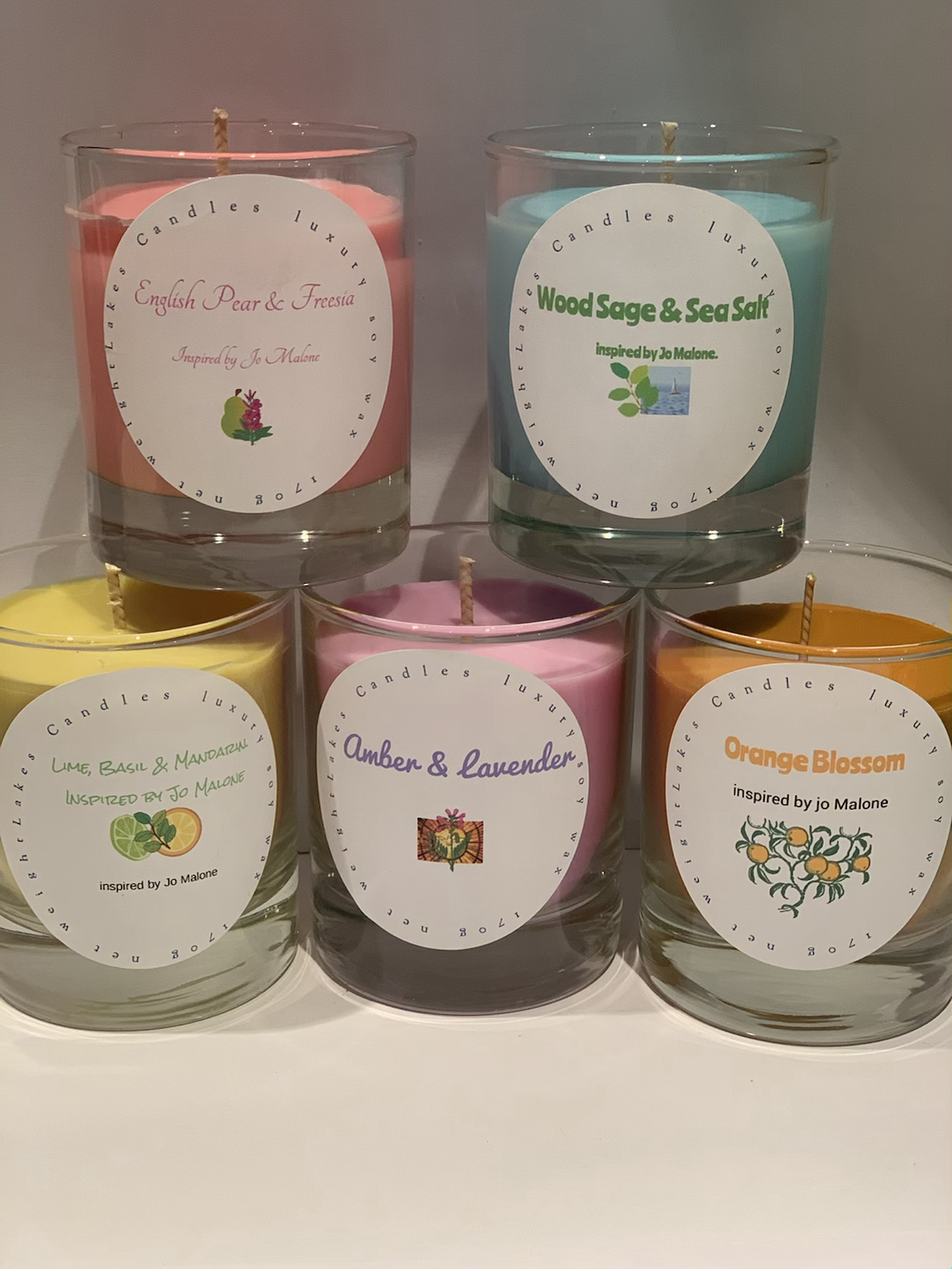 Fabulous soy wax scented candles inspired by fragrances from jo Malone