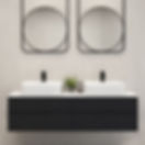 White Quartz Countertops With Black Floating Vanityy