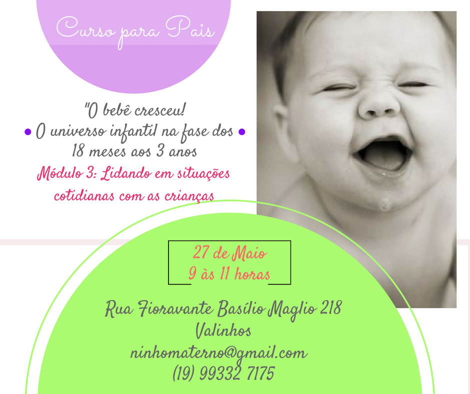 Curso para pais de bebês de 18 a 36m