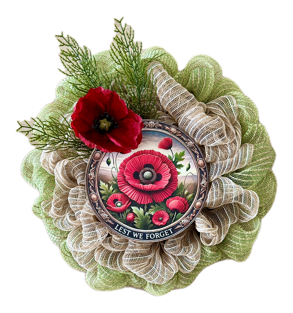 Thumbnail: Anzac Day "Lest We Forget" Green & Natural Small Wreath