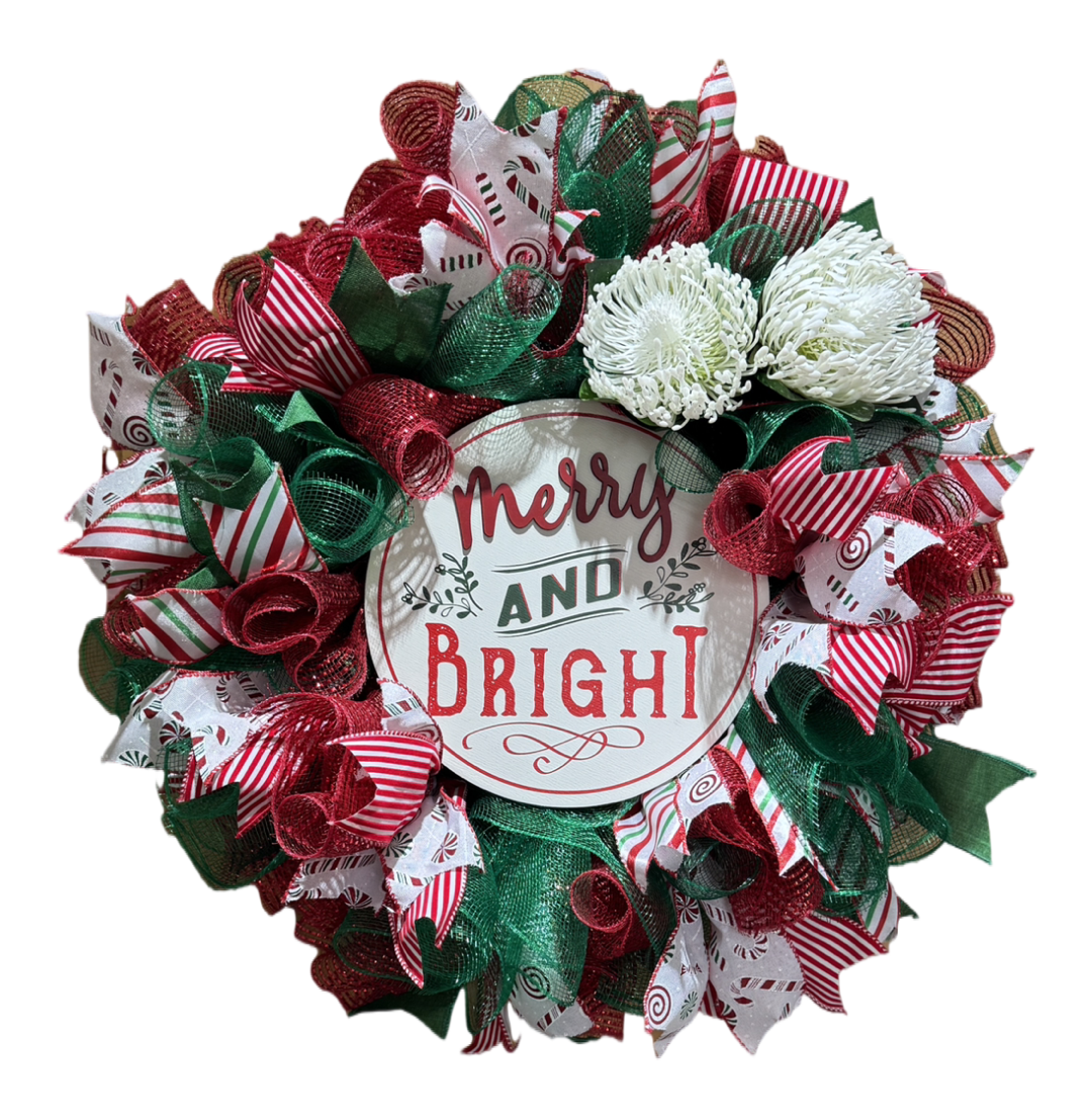 Merry and Bright Christmas Wreath
