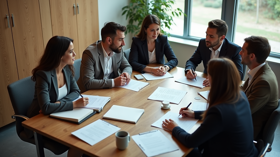 High angle view of a nonprofit team conducting a risk assessment meeting