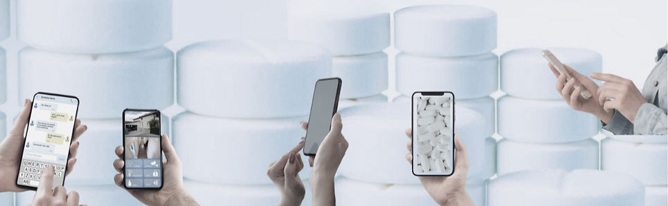 Telefoons als beeld voor online contact en lotgenotencontact bij opiaten afbouwen.