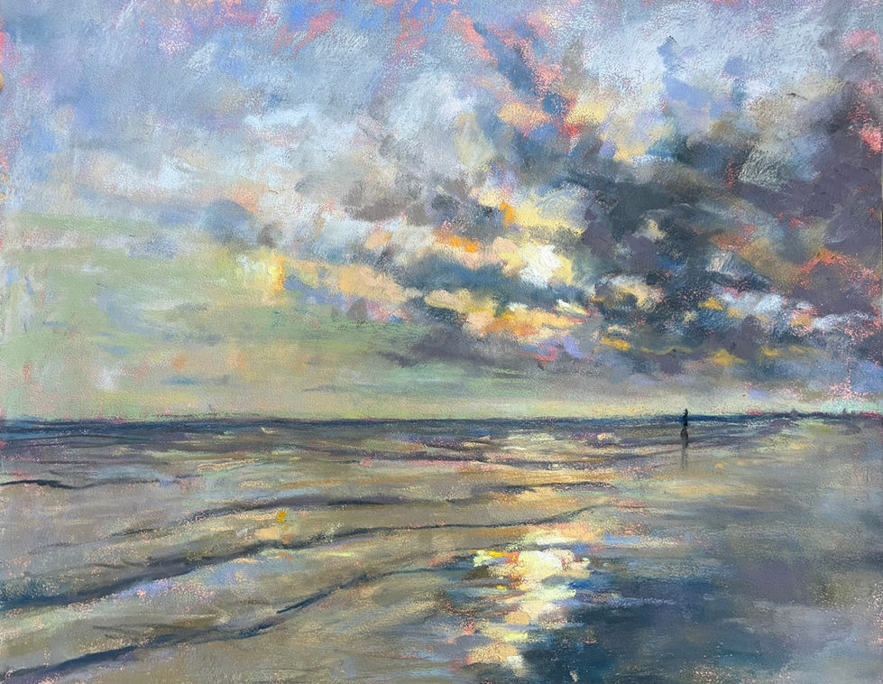 Lone Figure on Beach at Sunset with Parhelion, 2026