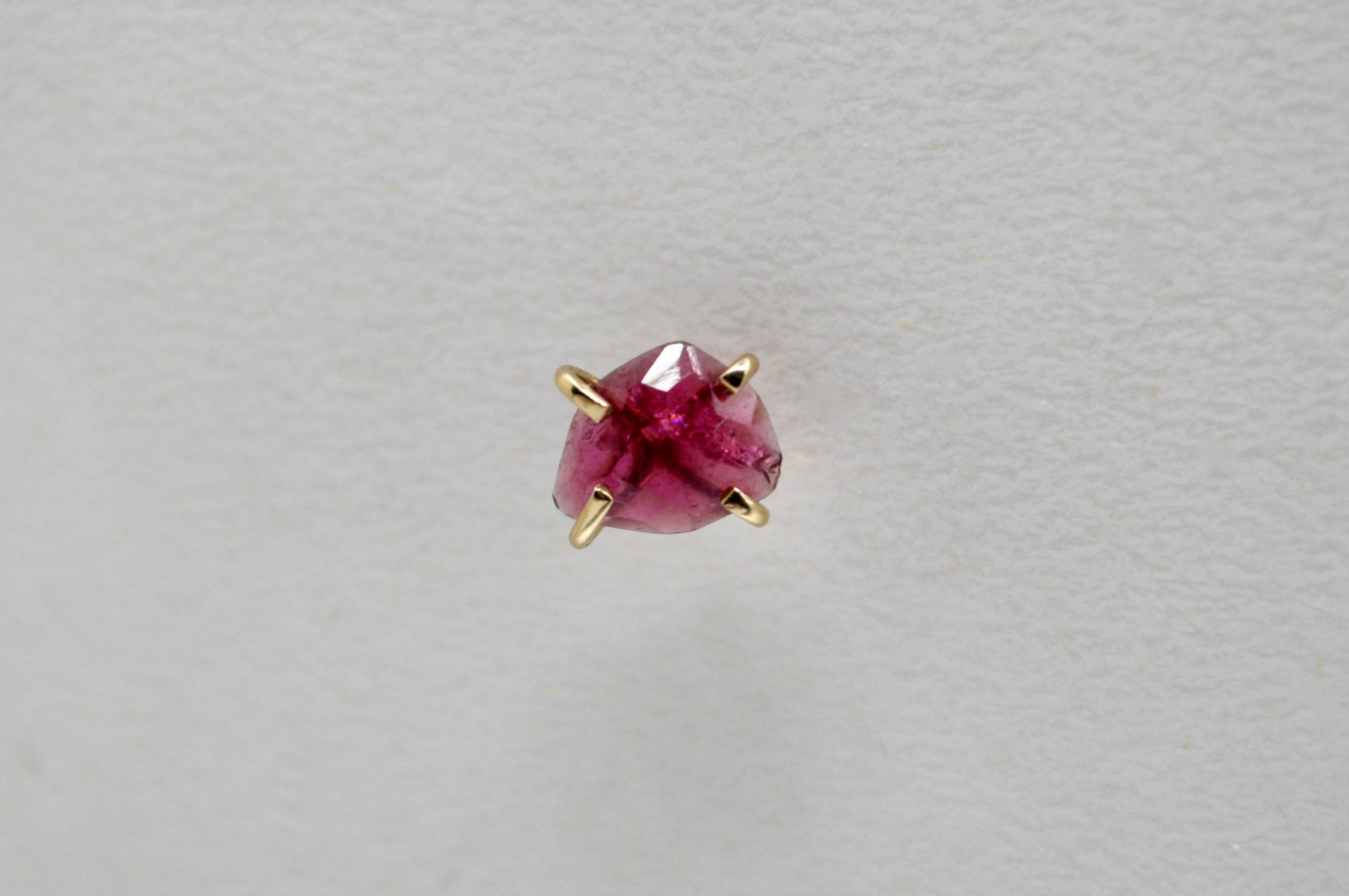Pink Tourmaline Single Stud Earring in 14k Gold