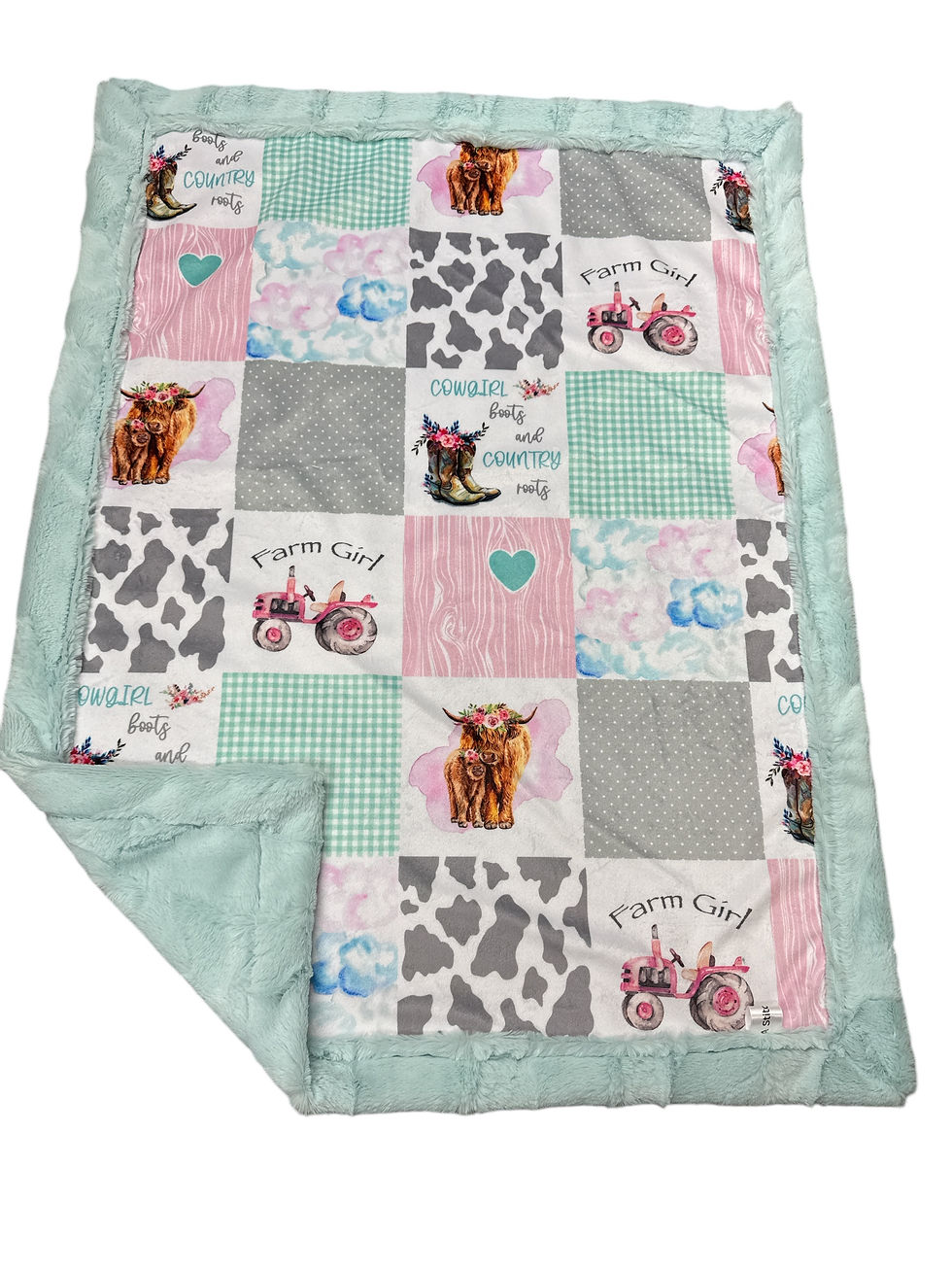 Farm Girl mint green luxe backing