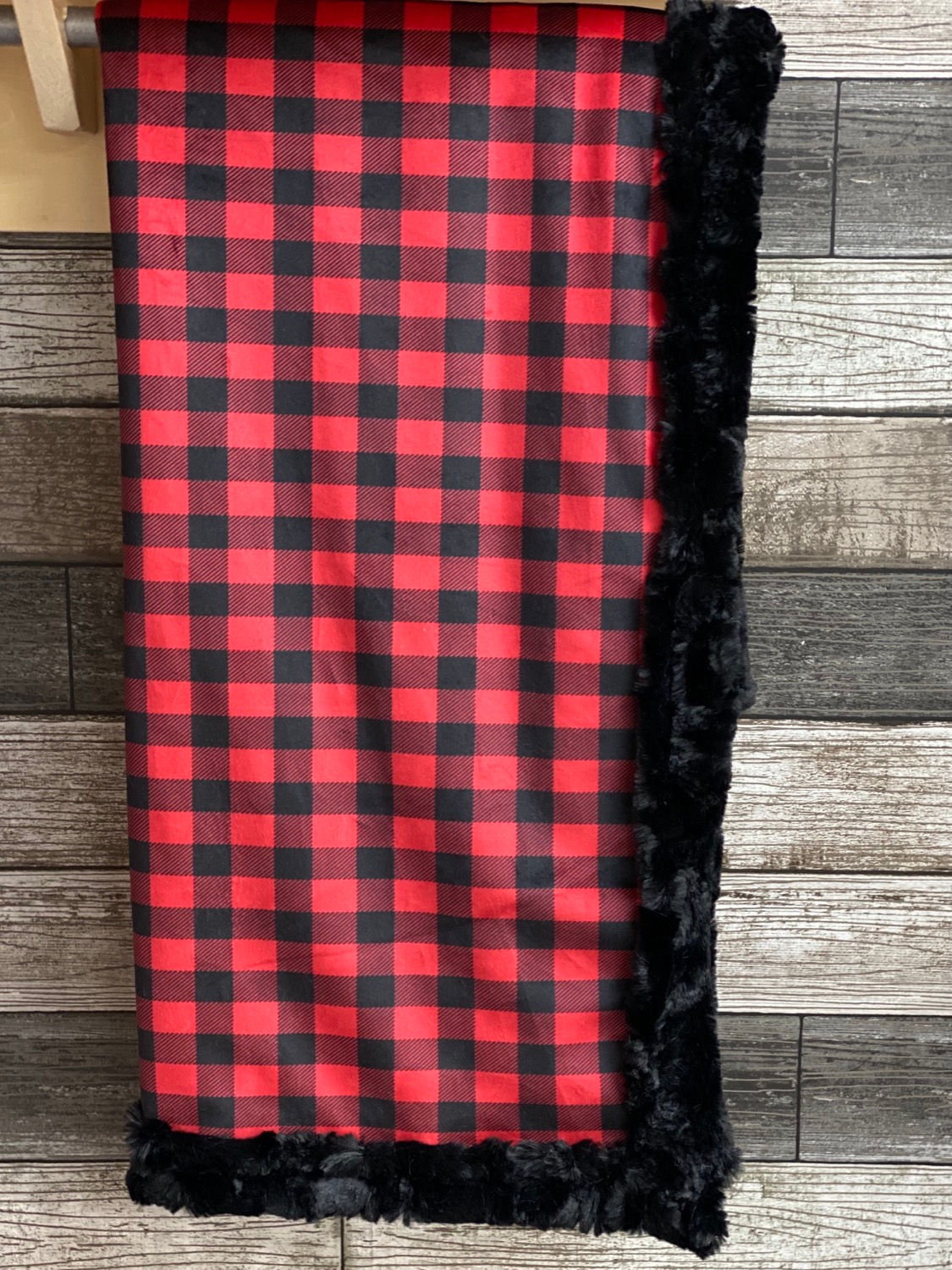 Red plaid black backing