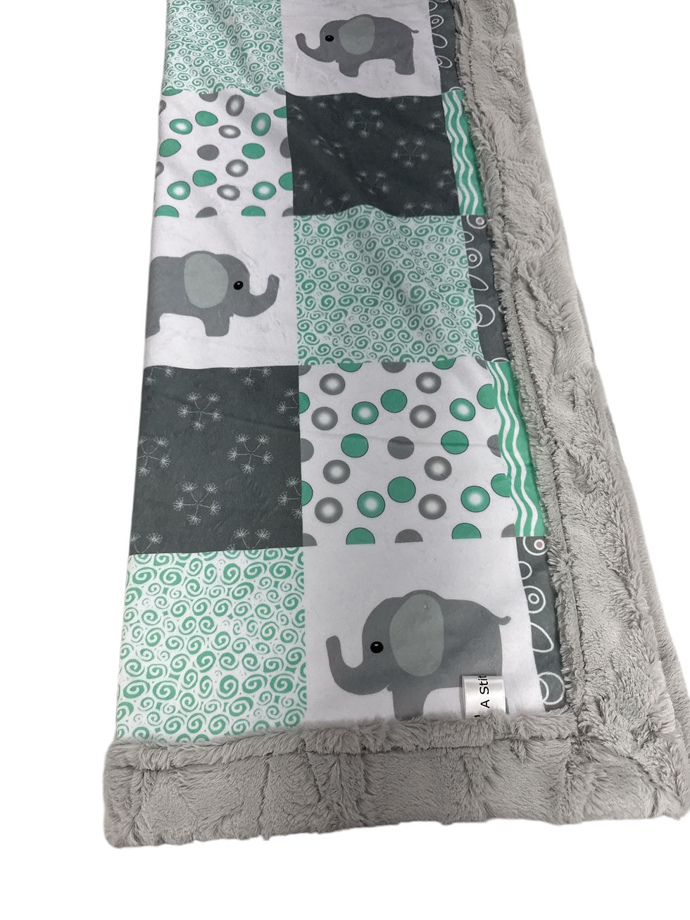 Mint green elephants grey luxe backing