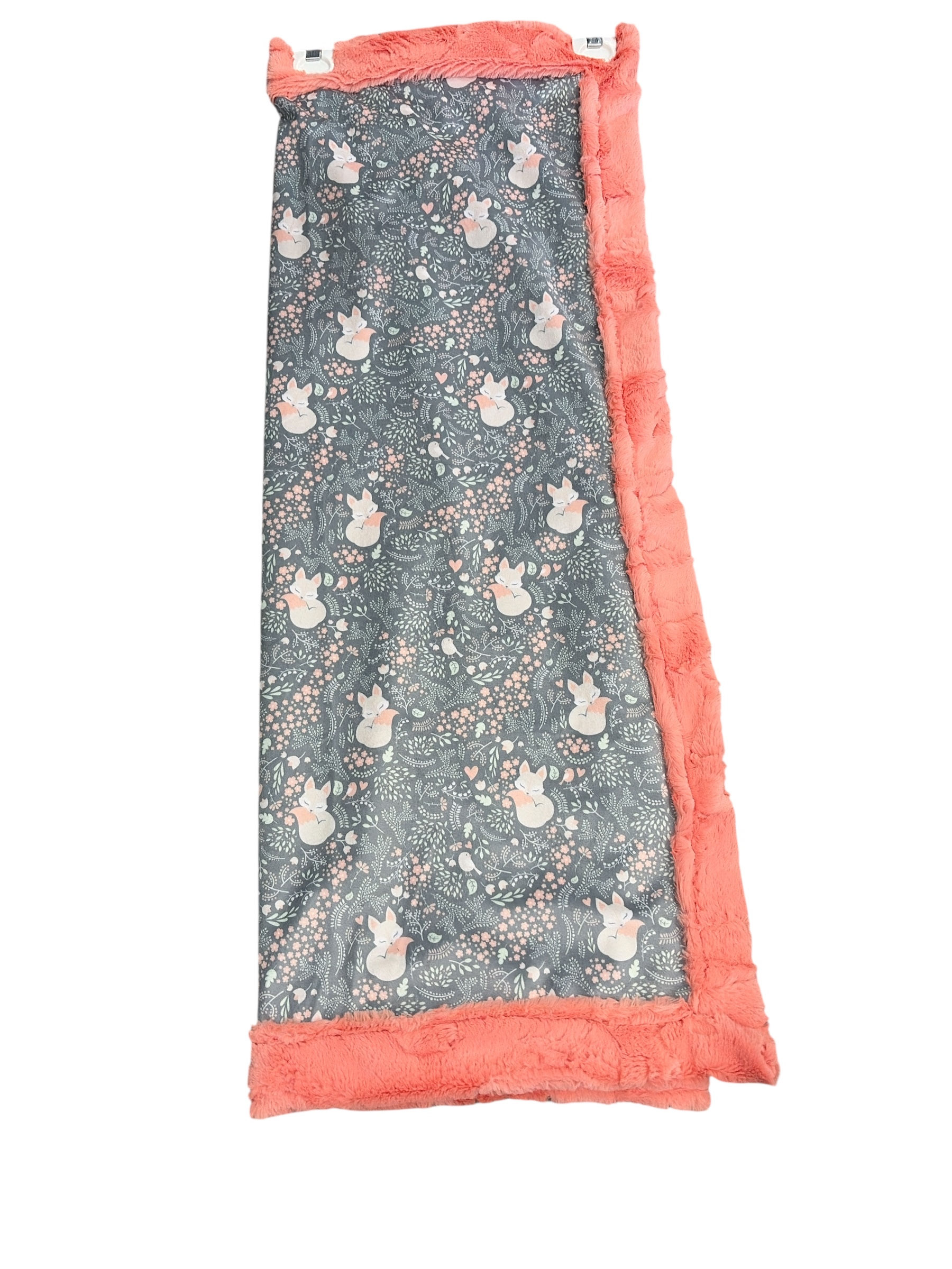 floral foxes with peach Luxe backing