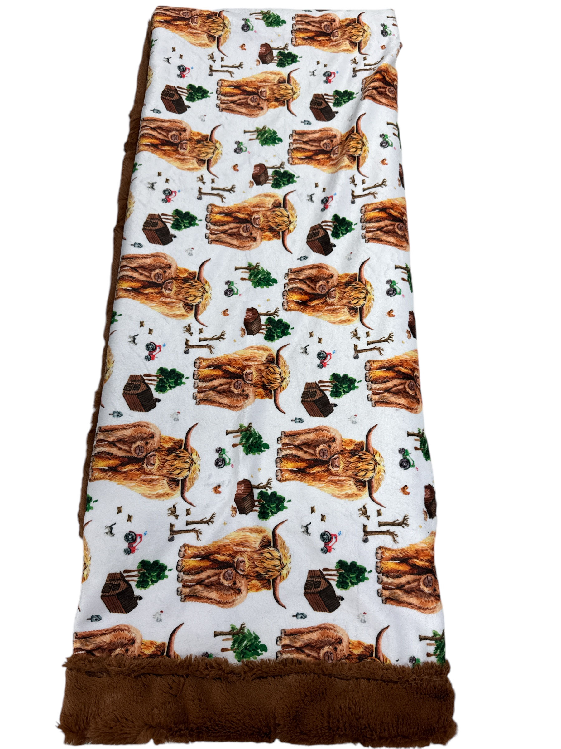 Highland cow calve pair cooper luxe backing 