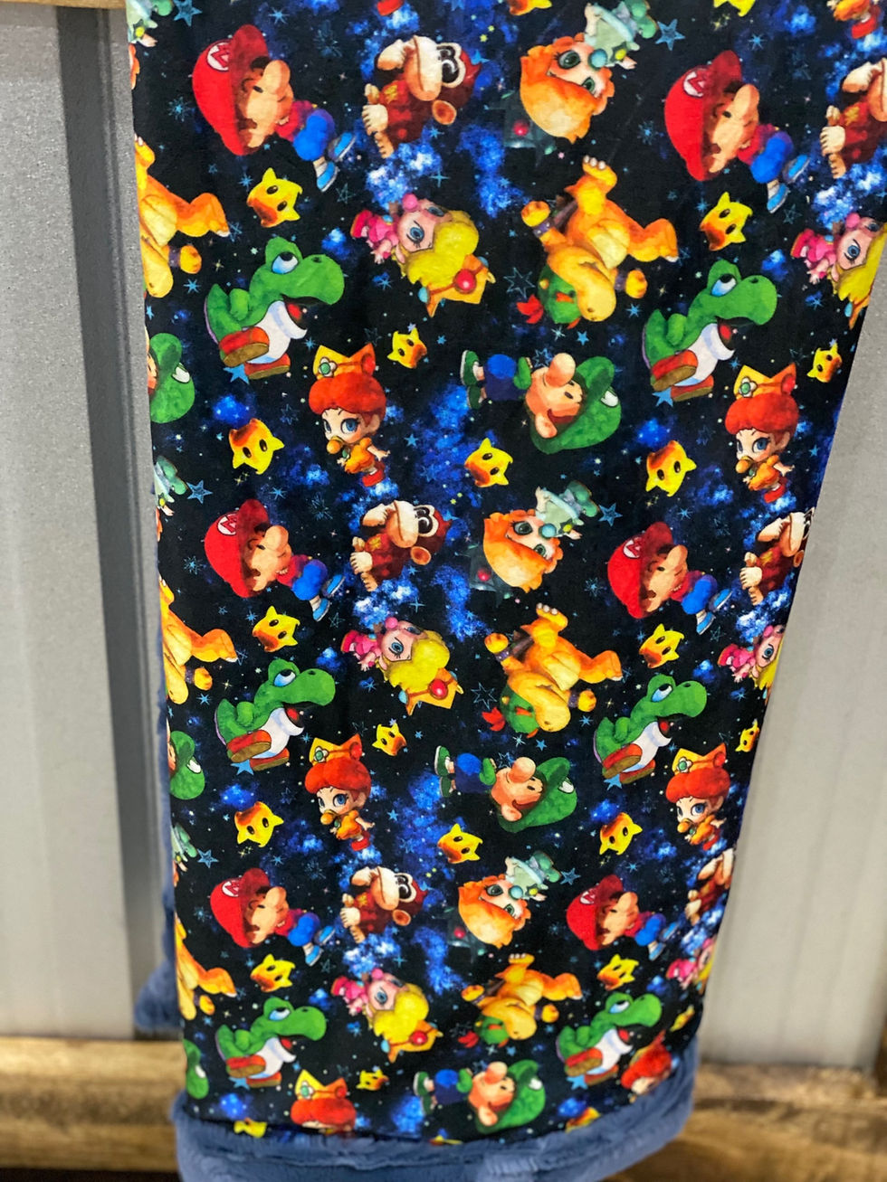 Mario with demon blue luxe backing