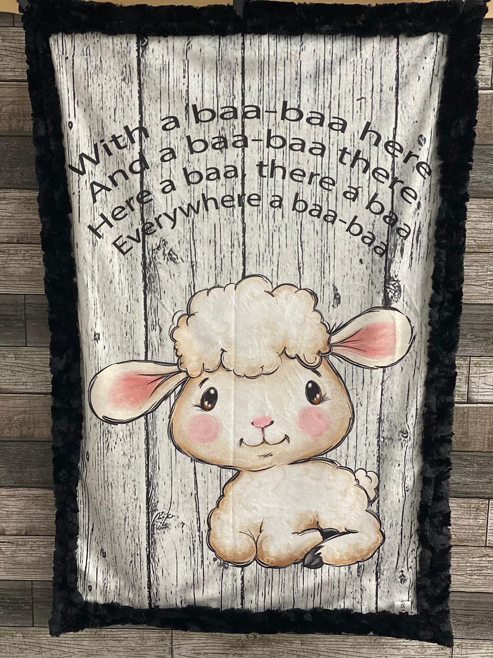 Baa Baa Lamb - black luxe backing 