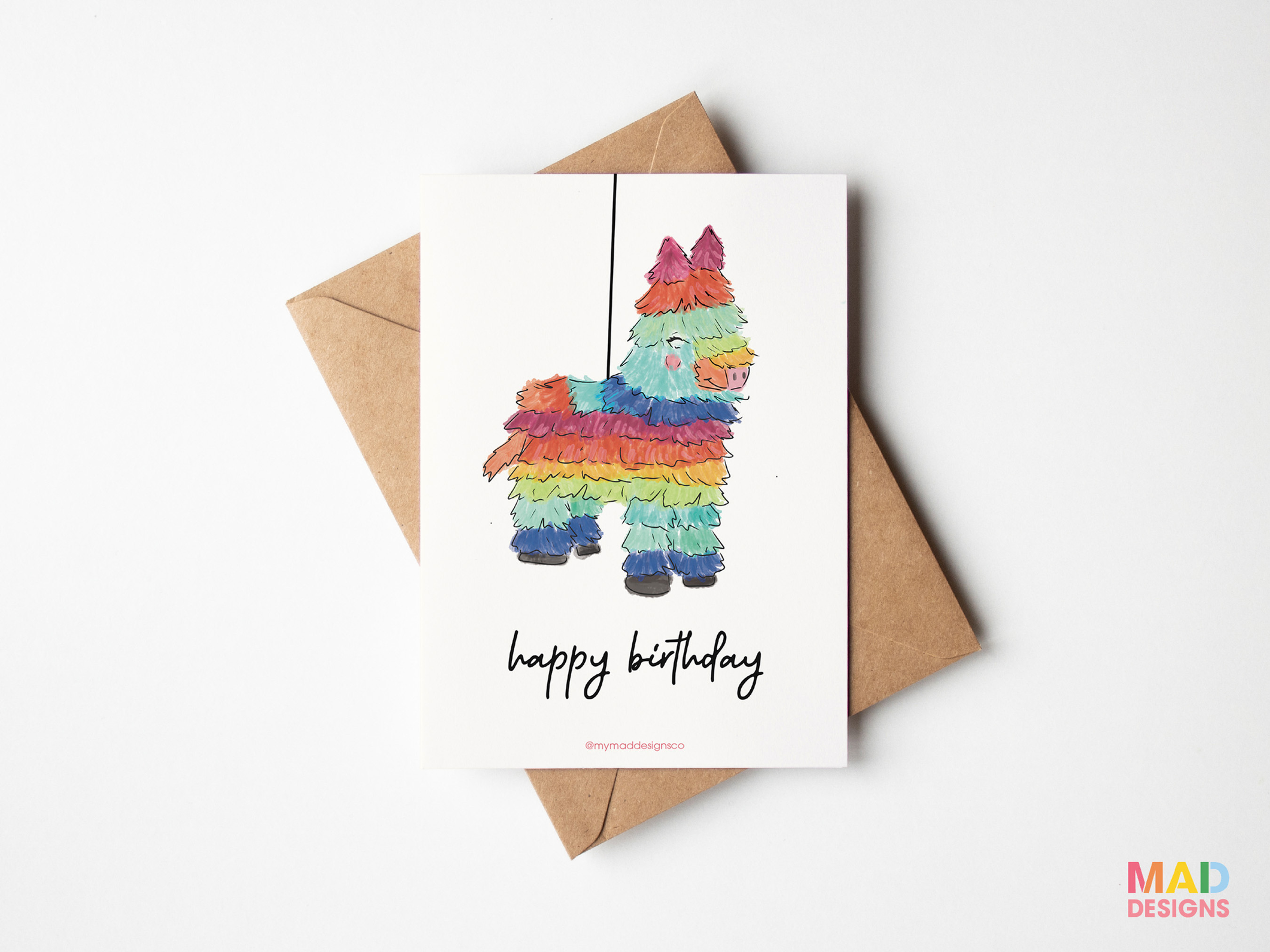 Rainbow Pinata Birthday Card
