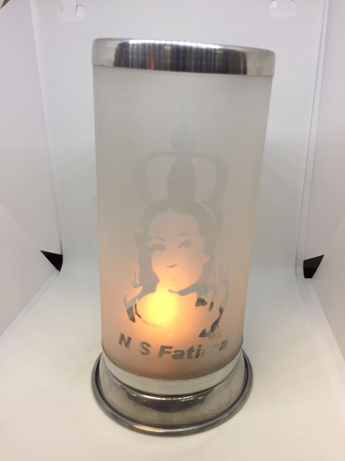 Porta-velas face de Nossa Senhora de Fátima