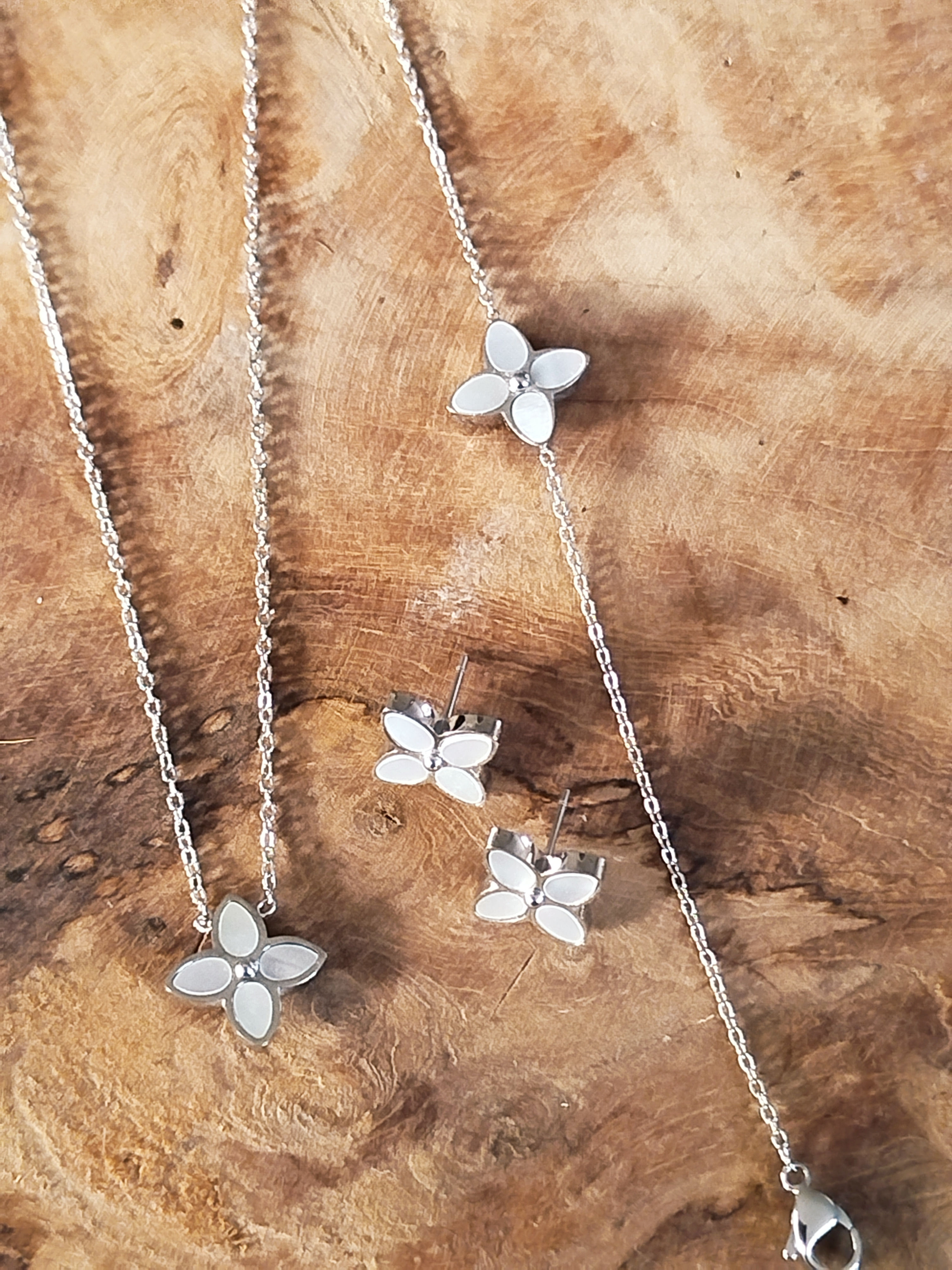 Parure de bijoux argent en acier inoxydable 