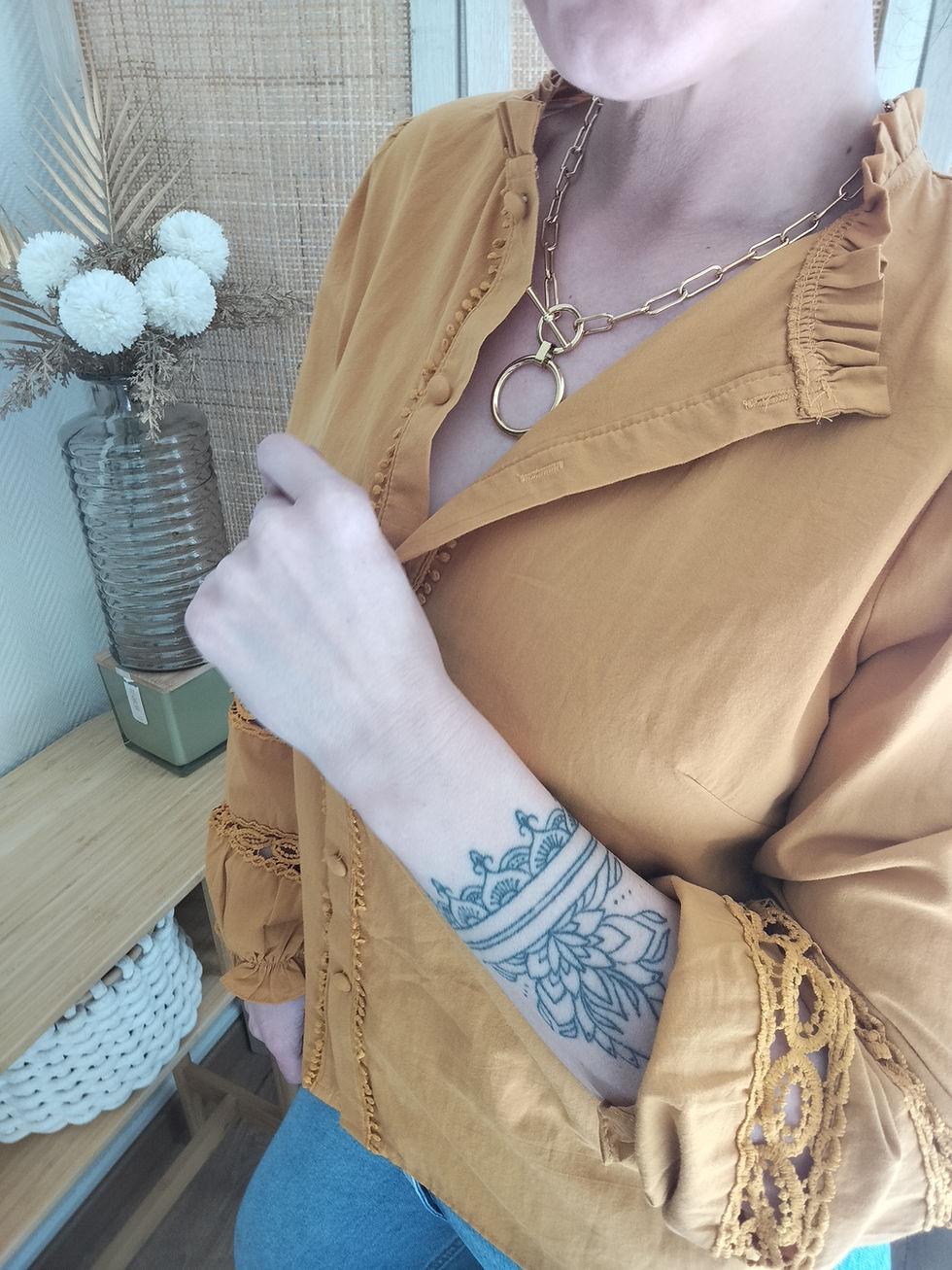 Miniature : Blouse Noria - blouse moutarde manche bouffantes