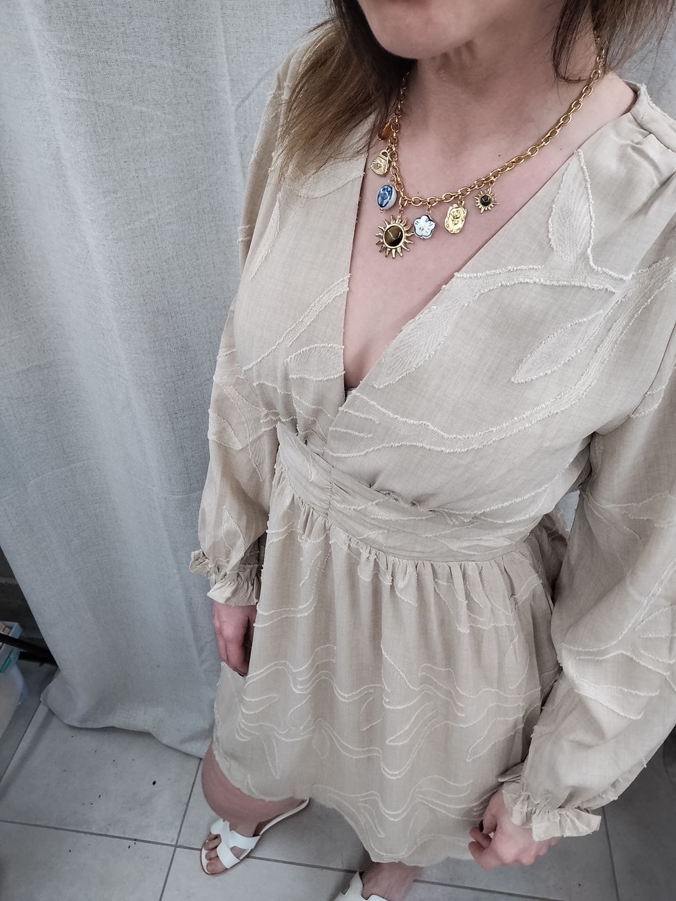 Miniature : Robe Shelby -  robe beige manches longues