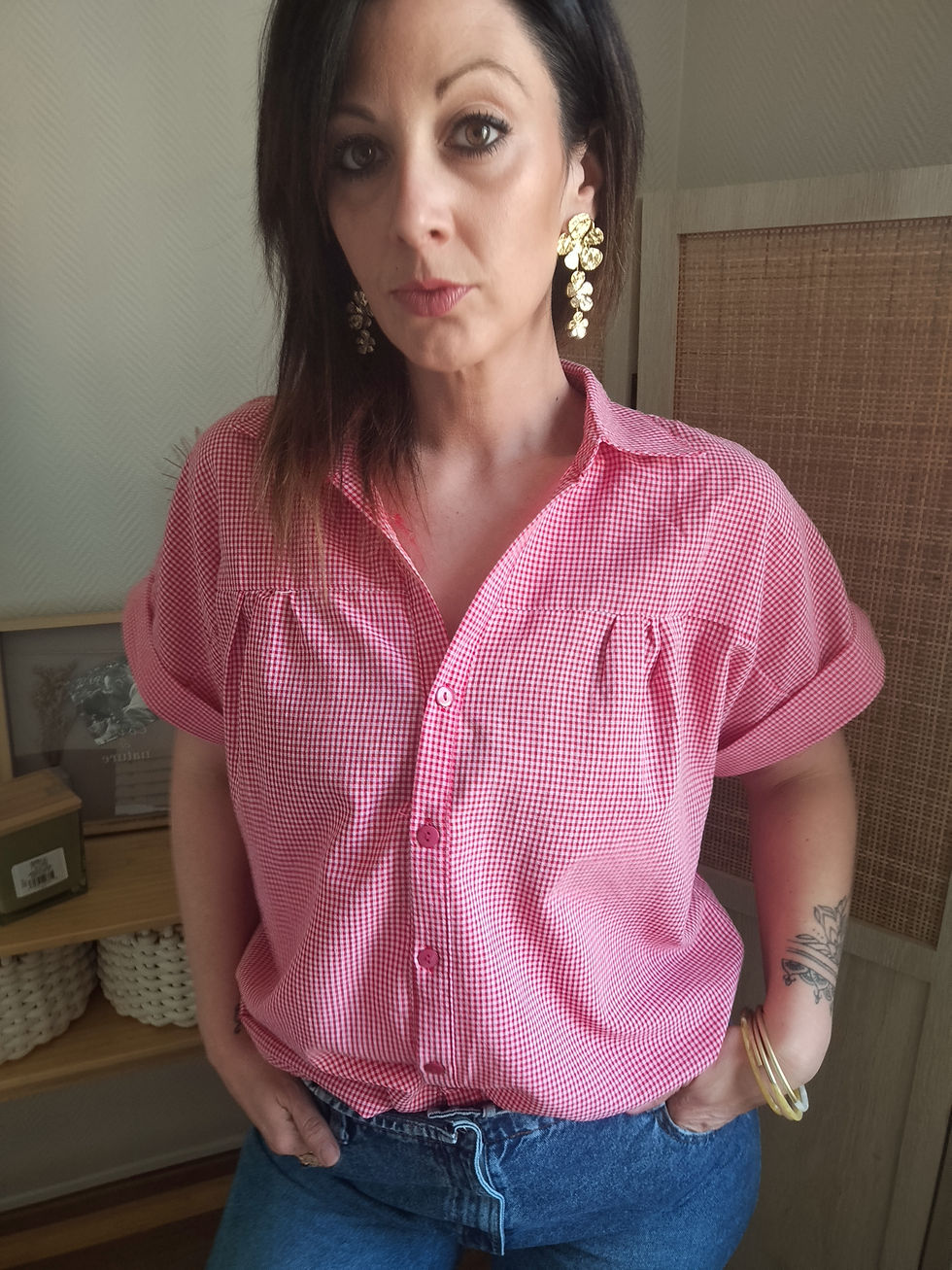 Blouse Aloïse - Blouse à carreaux rouge