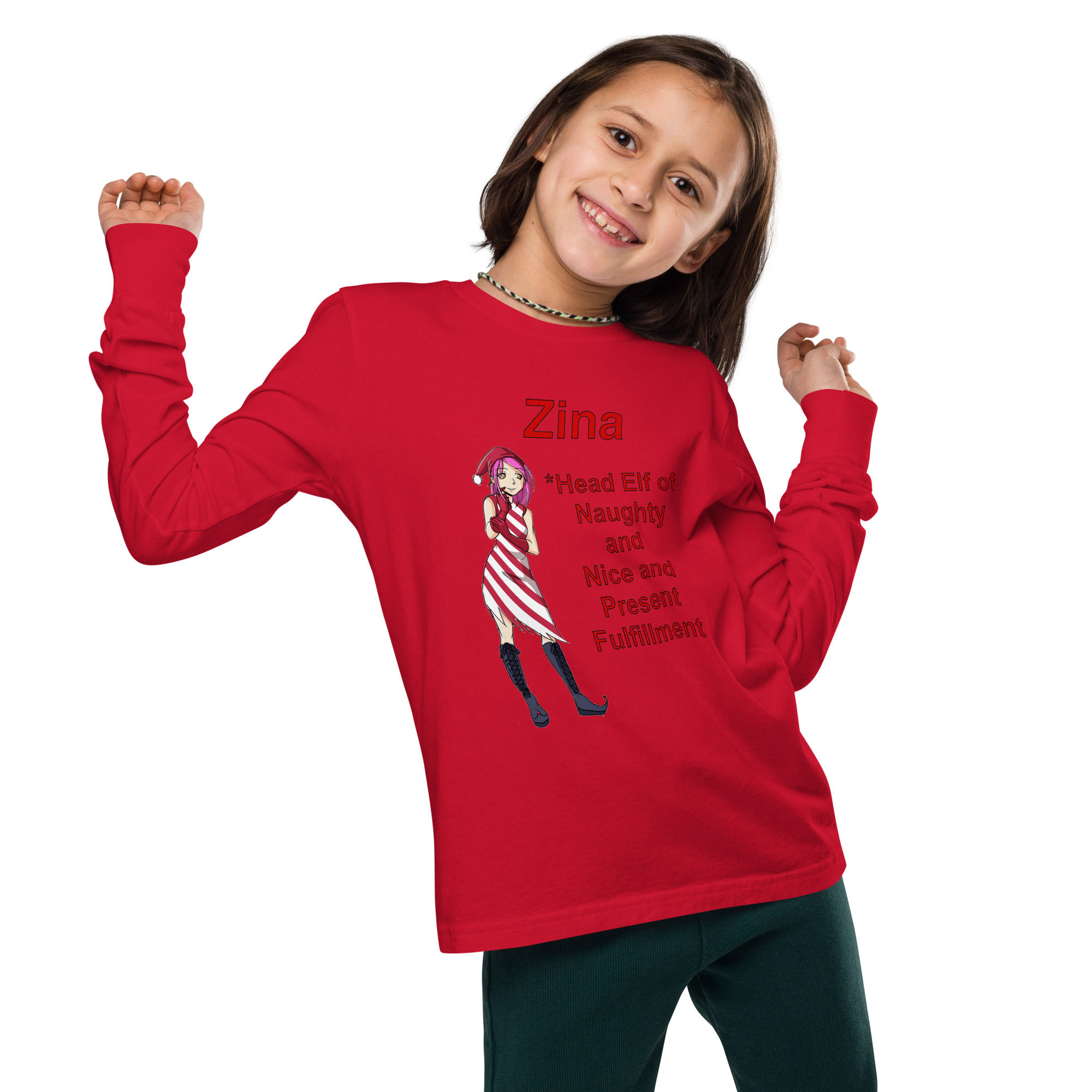 114- "Zina red letters" Youth long sleeve tee