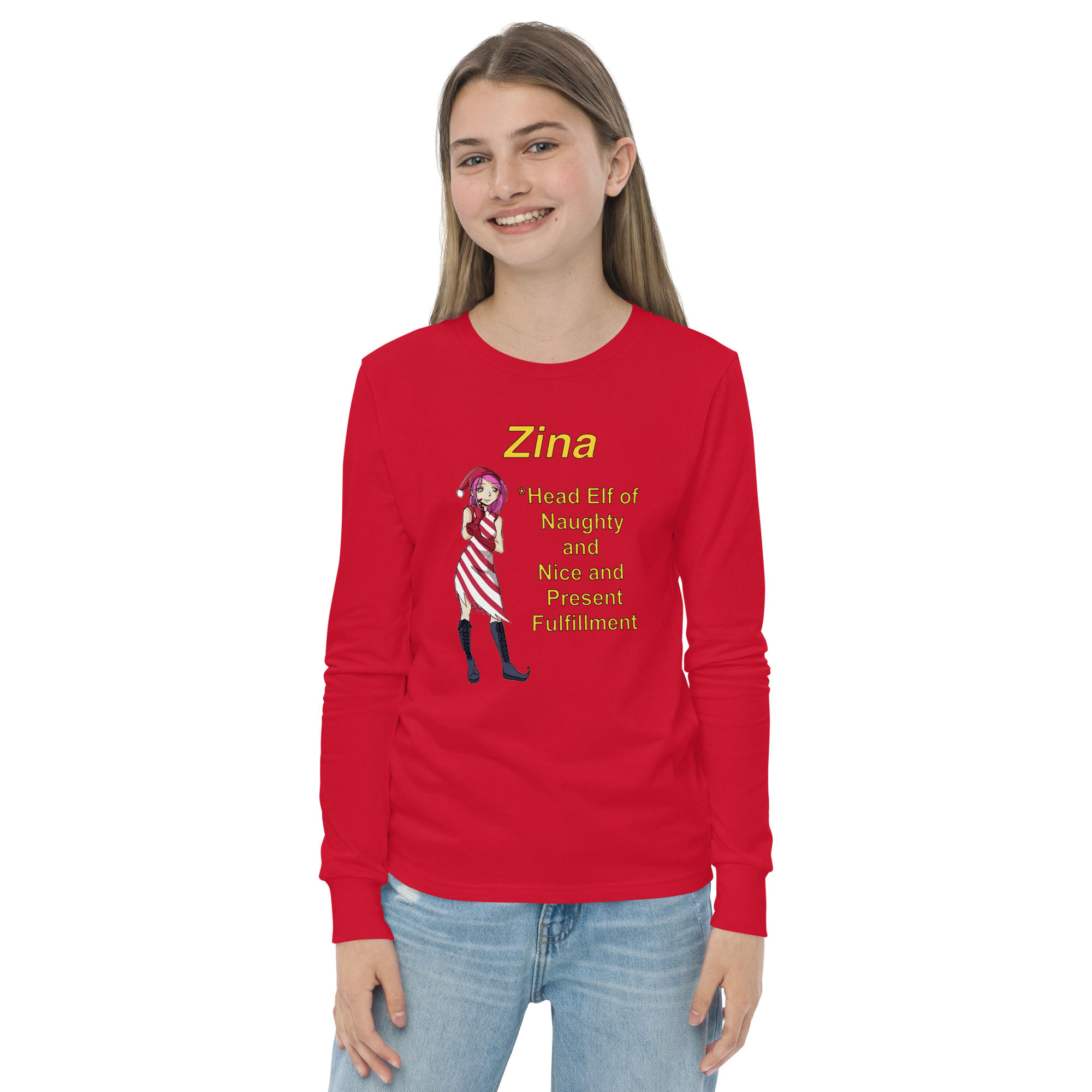 115- "Zina gold letters" Youth long sleeve tee