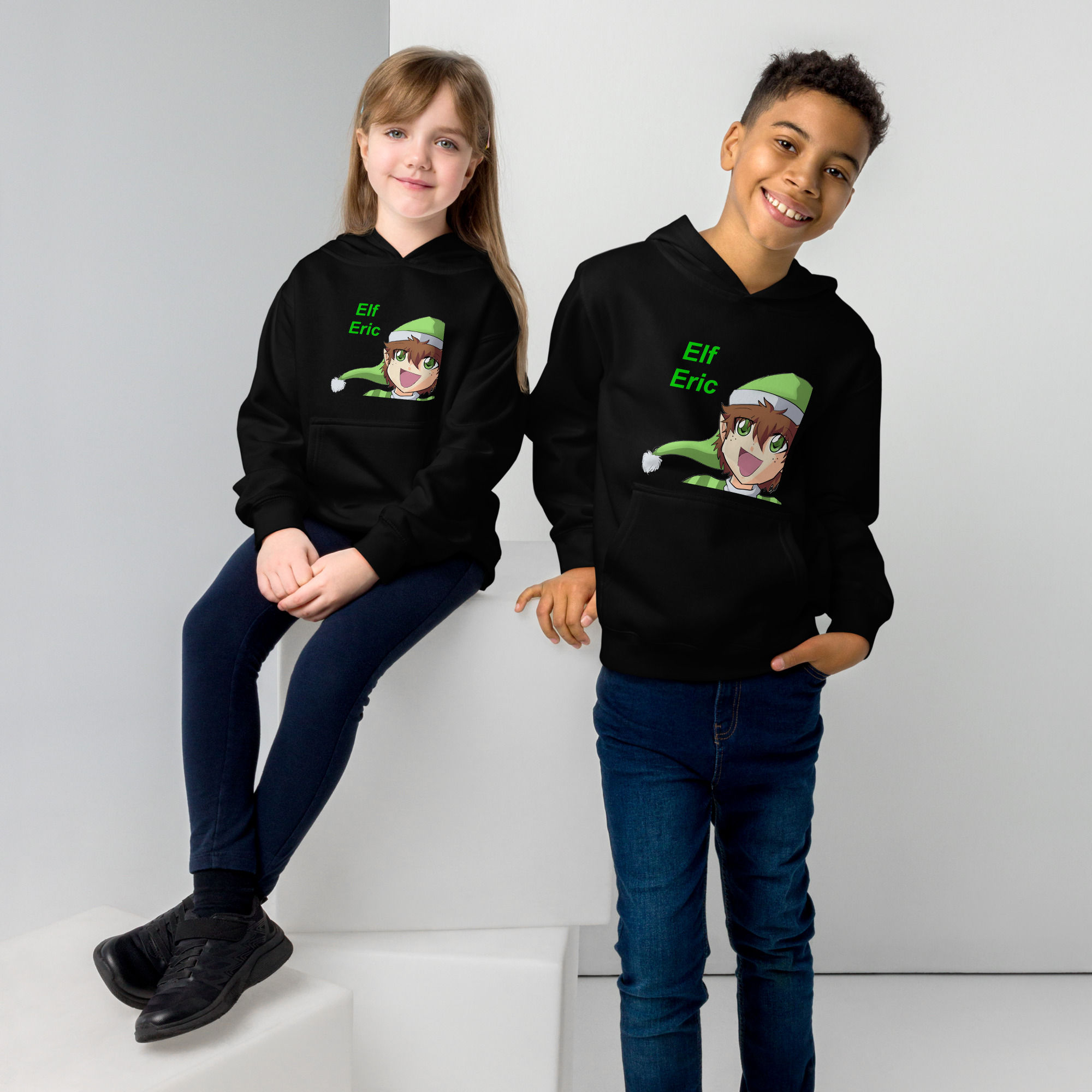 107- "Elf Eric Headshot" Kids fleece hoodie