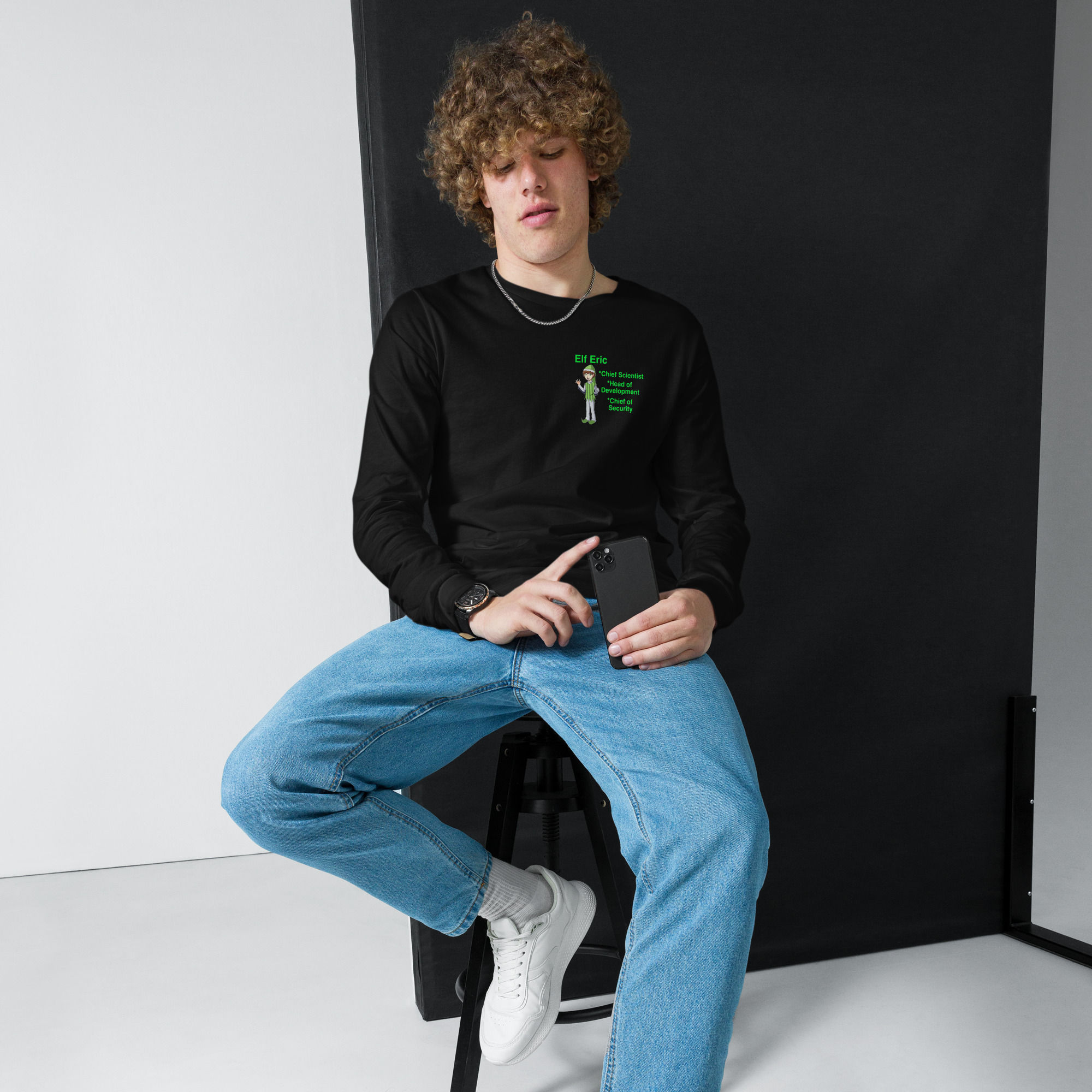 180- "Elf Eric green letters" Unisex Long Sleeve Tee