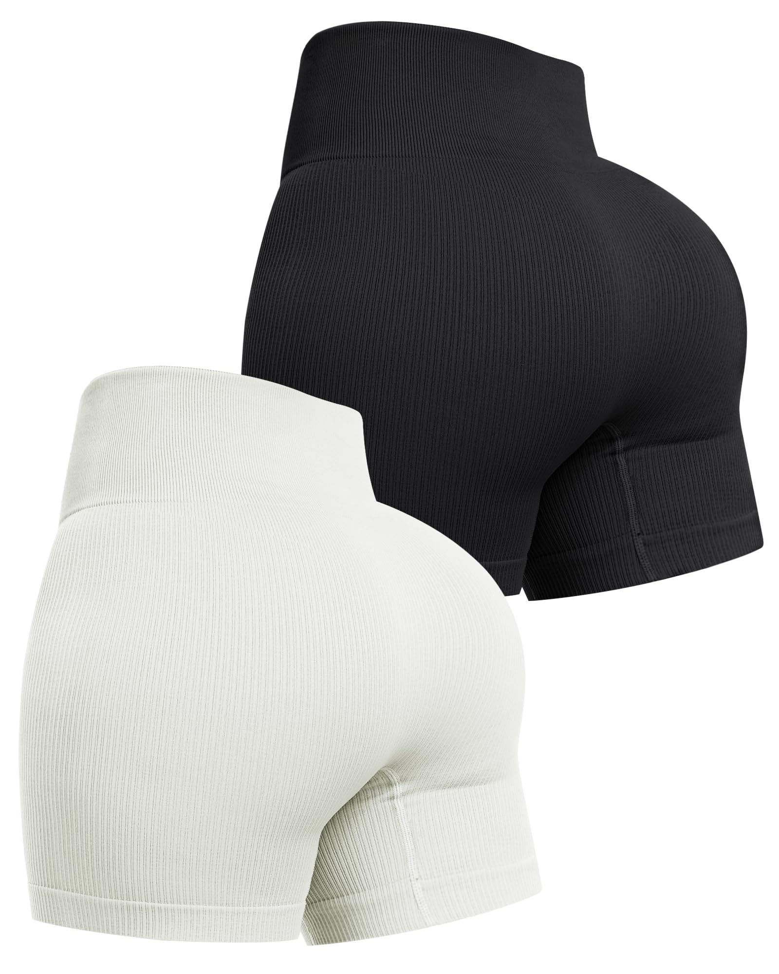 SALSPOR Workout Shorts Womens Ribbed Seamless Shorts High Waist Gym Spandex Shor