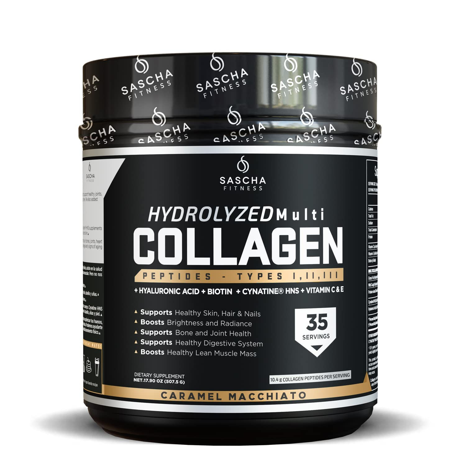 SASCHA FITNESS Hydrolyzed Multi Collagen Peptides Tipes 12 & 3 |Hyaluronic Acid|