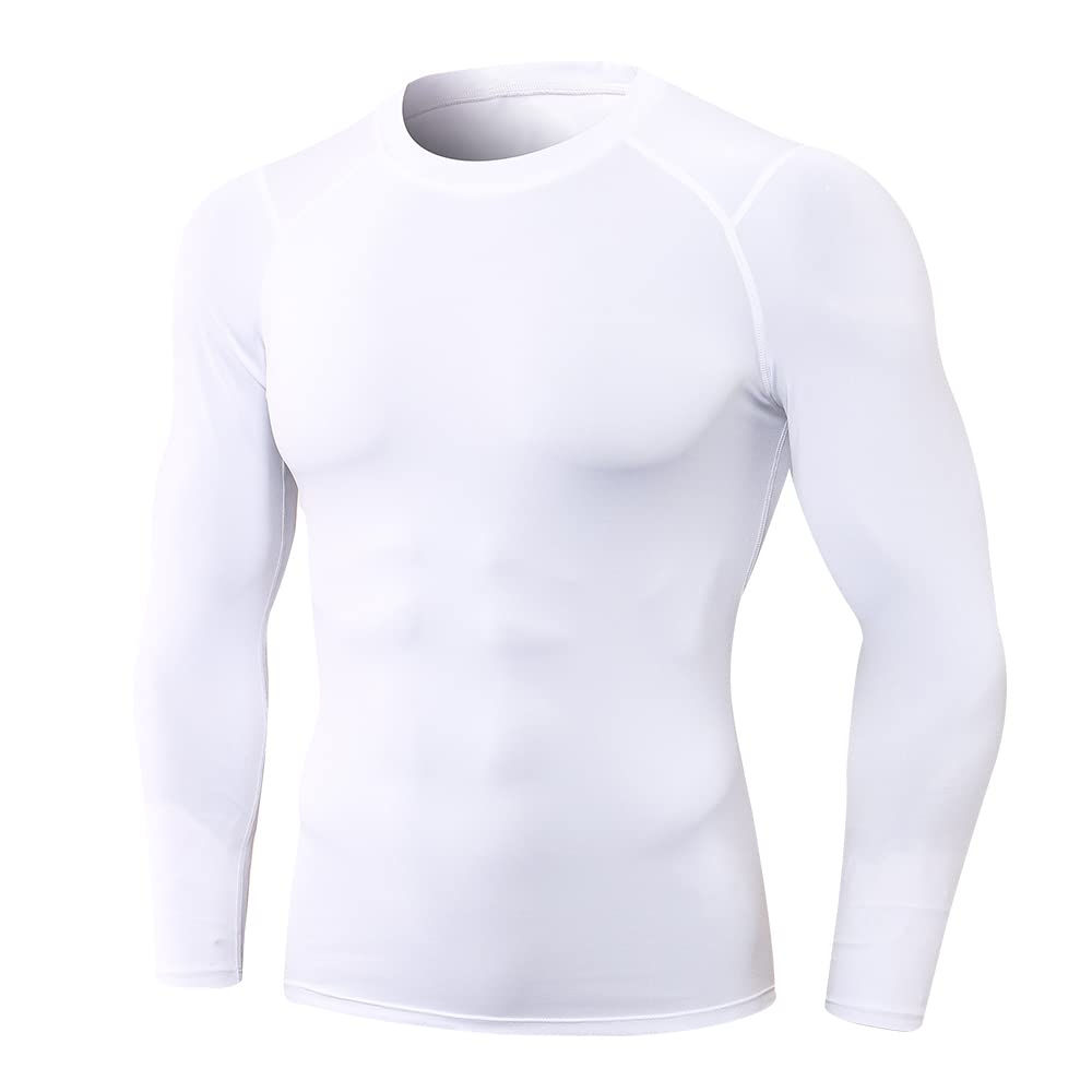 EARGFM Mens Sports Compression Shirt Running Workout Long Sleeve Quick Dry Base