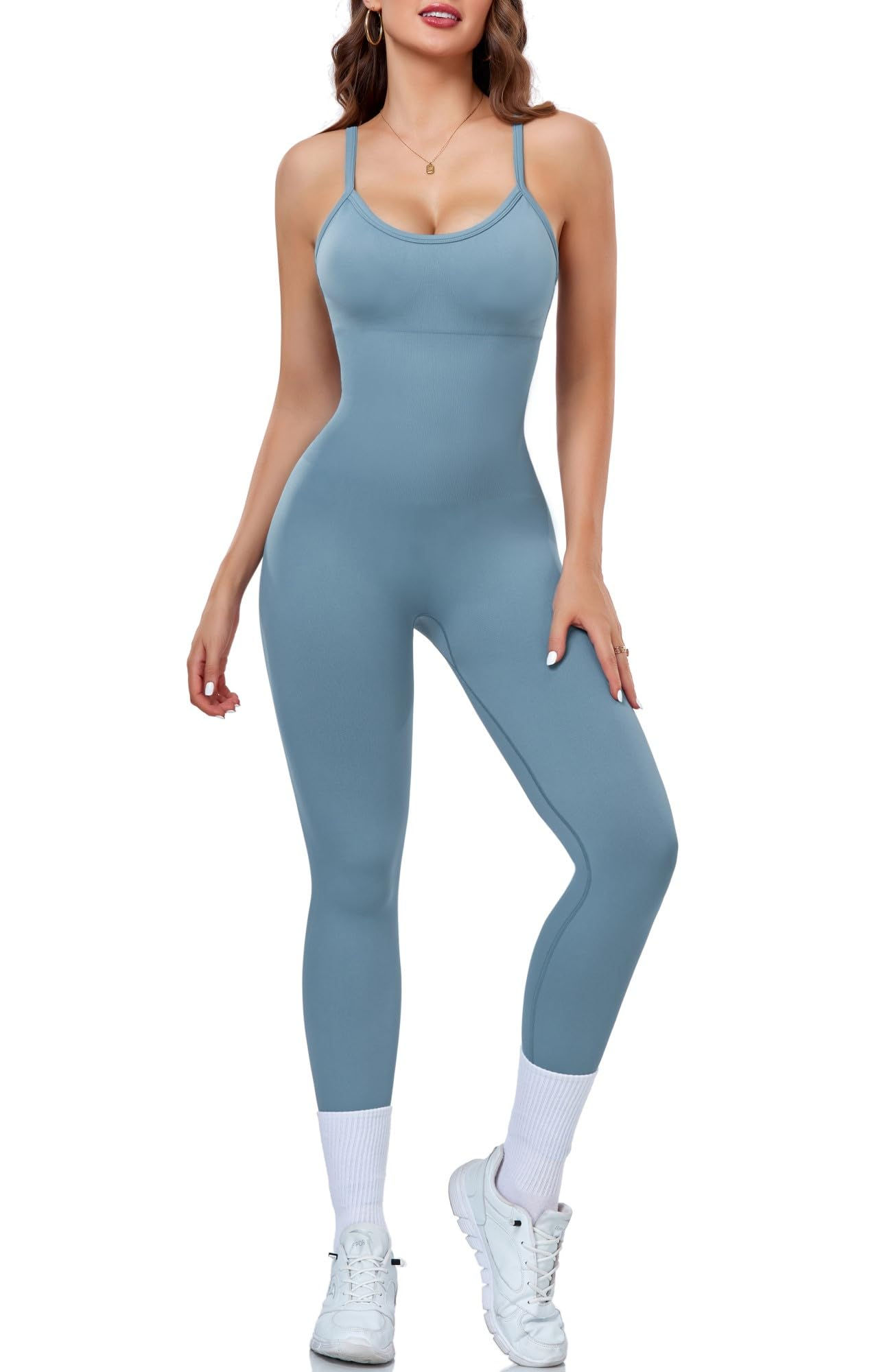 OLCHEE Womens Workout Yoga Jumpsuits Rompers - One Piece Seamless Unitard Leggin