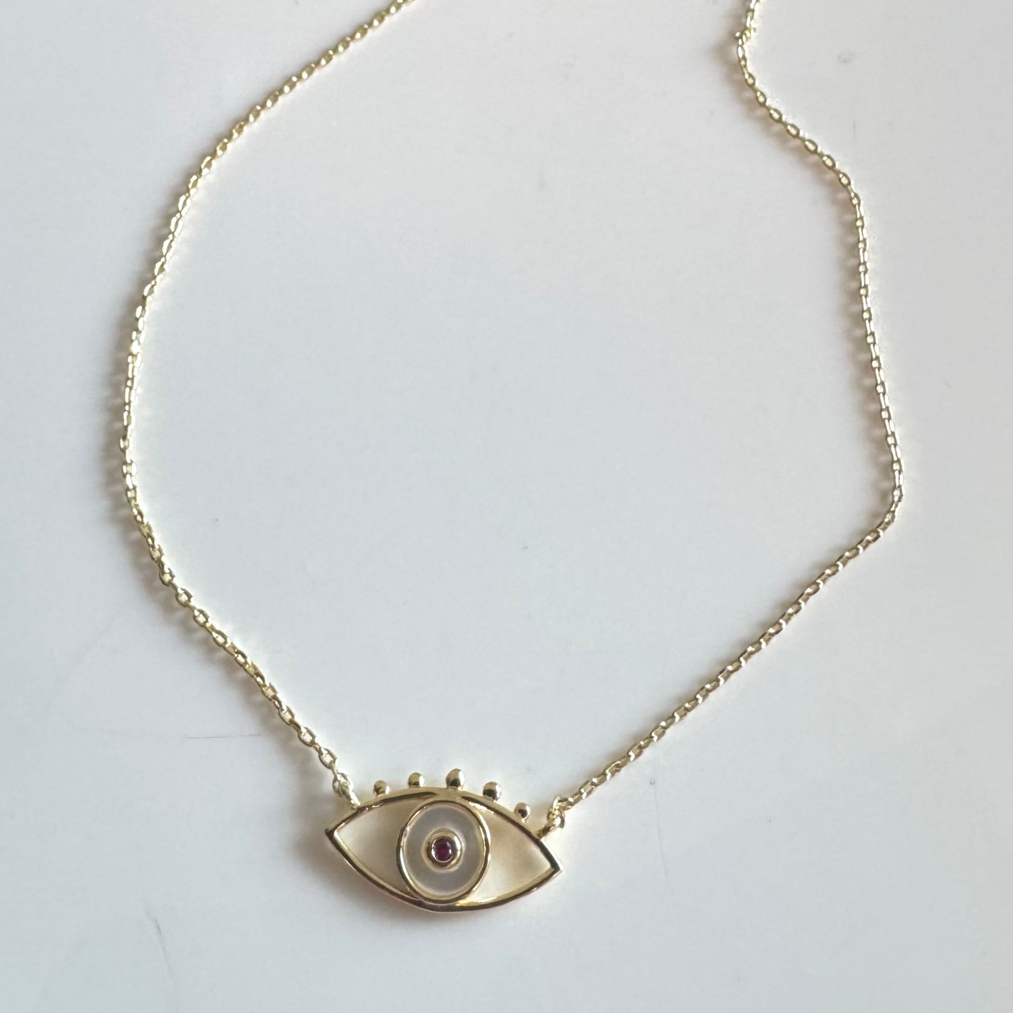 COLLA OJO PIEDRA ROSA CON NACAR