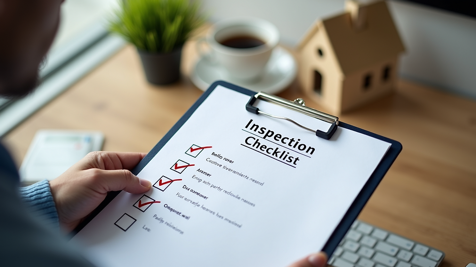 High angle view of a rental property inspection checklist on a clipboard