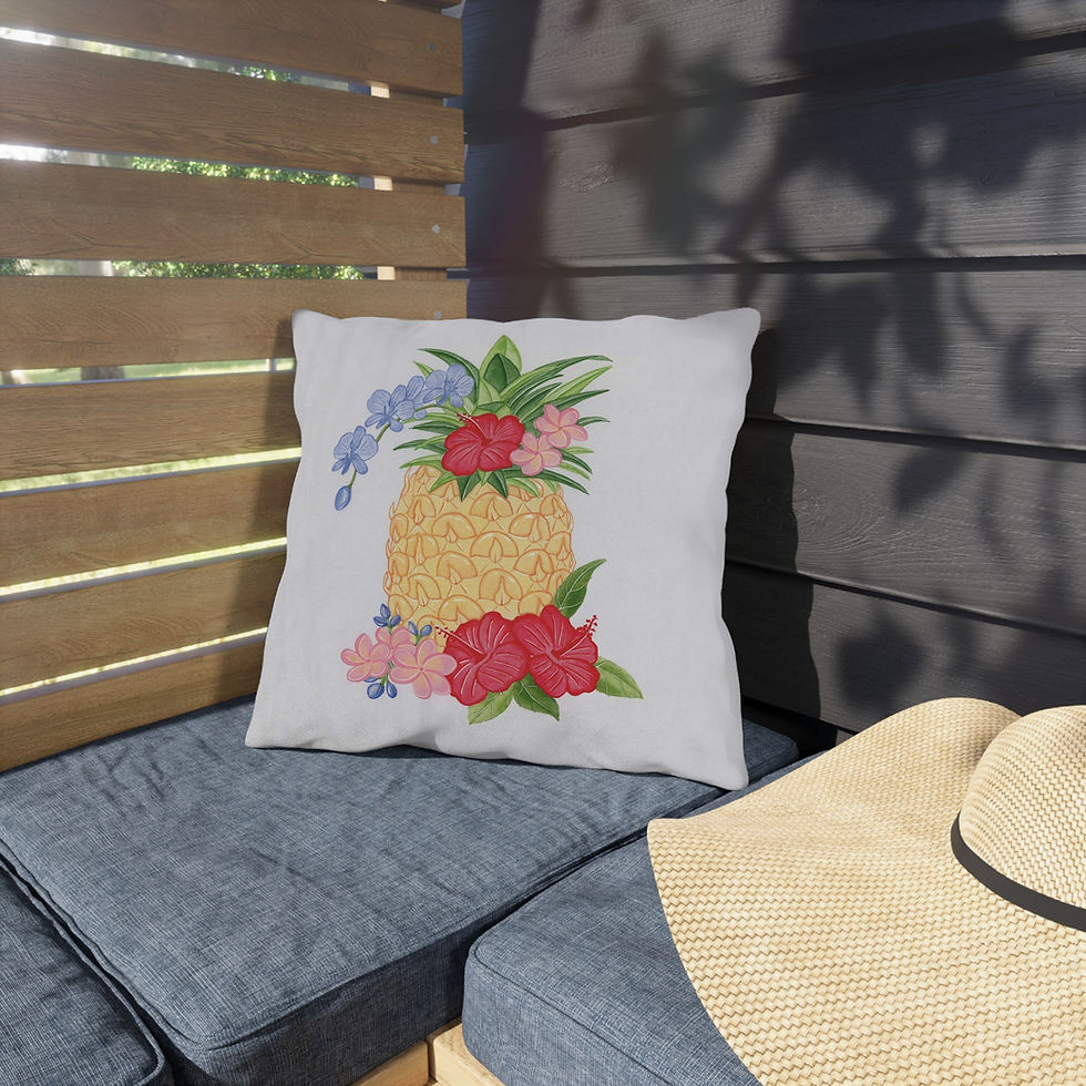 Thumbnail: Tropical Pineapple Chinoiserie Pillow – Haitian-Inspired Floral Design