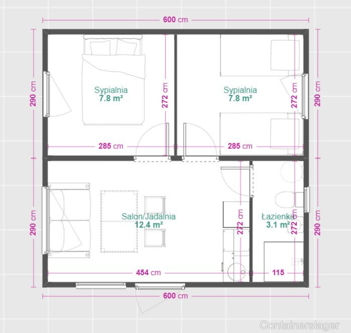 Thumbnail: 35 m² bewoonbaar containerchalet, model C – Modulaire designwoning
