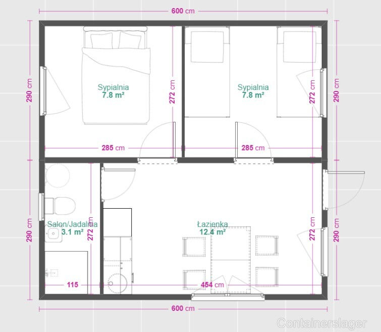 Miniaturbild: 35 m² bewohnbares Containerchalet, Modell B – Voll ausgestattetes Modulhaus