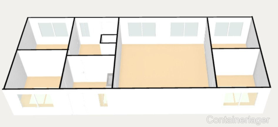 Miniaturbild: Gebrauchter 90 m² Büro- und Wohncontainer – 4 Schlafzimmer – 15 x 6 m Modul, komplett ausgestattet
