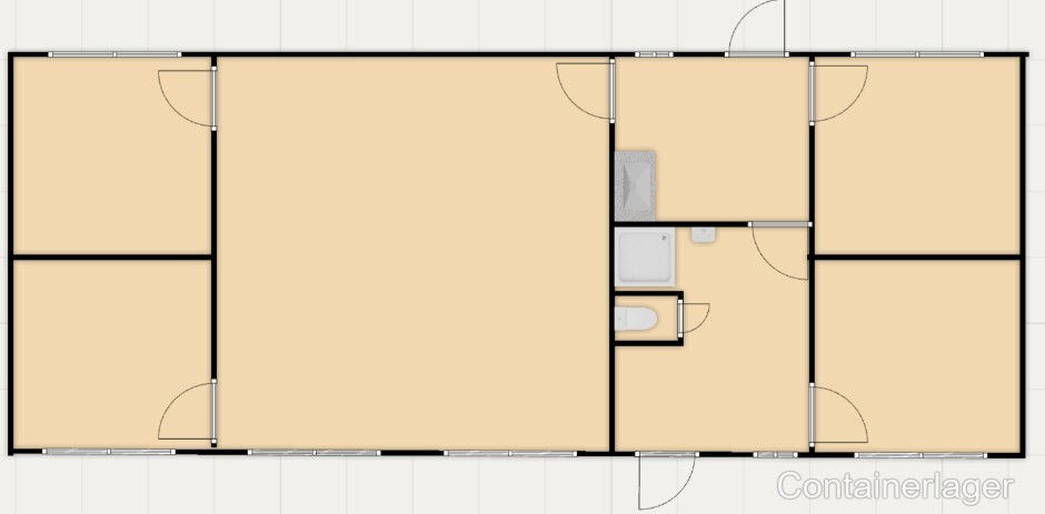 Thumbnail: Used 90 m² office and living container – 4 bedrooms – 15x6 m module, fully equipped