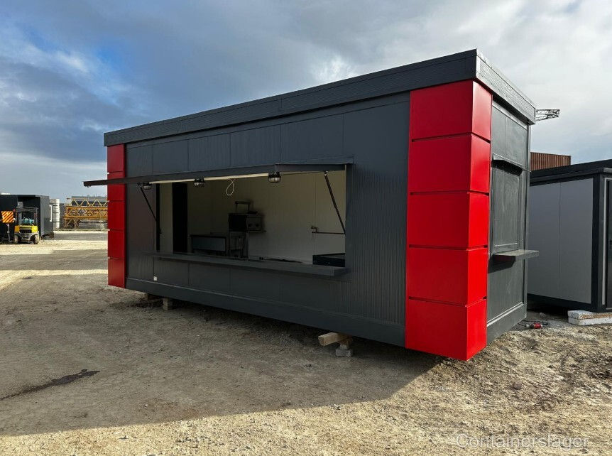 Thumbnail: Snackcontainer van 11 m² met 2 opklapbare deuren – Vaste foodtruck van 2,5 x 4,5 m