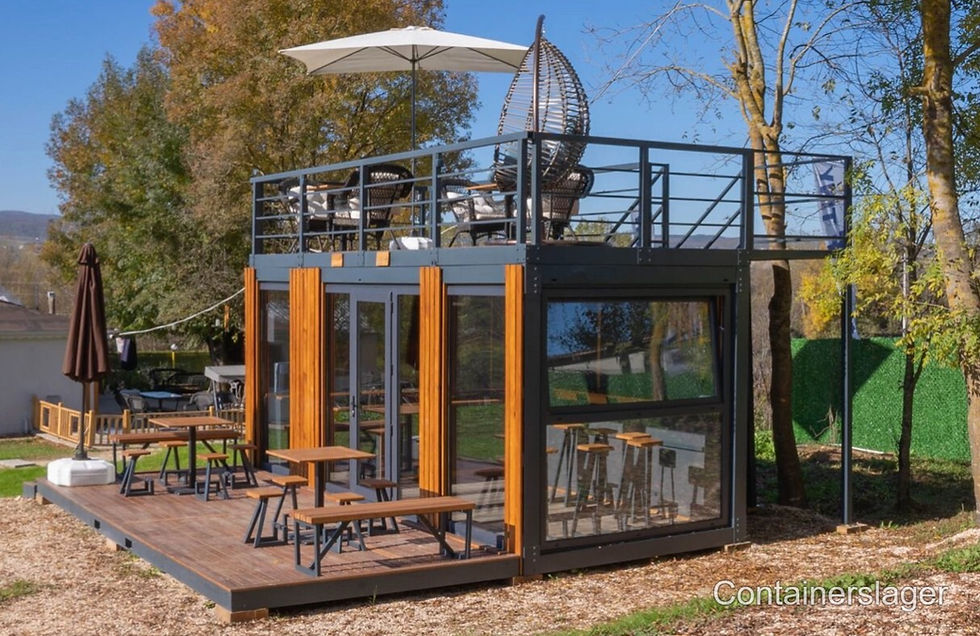 Miniaturebillede: Modulær containerbutik og café 6x2,4m med tagterrasse