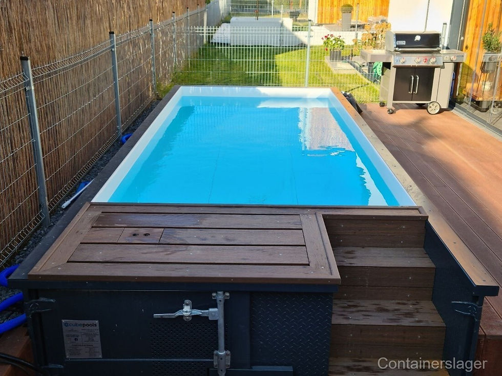 Thumbnail: Gloednieuw premium containerzwembad van 6 meter – verwarmd, inclusief filter en LED-verlichting.