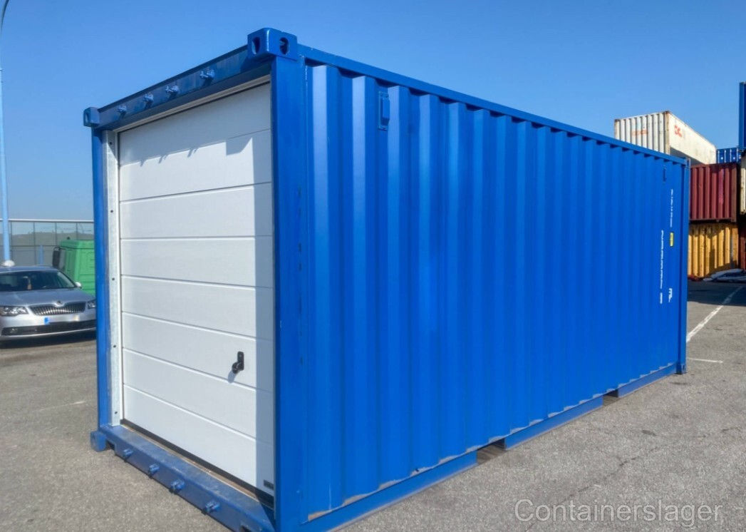 Brugt 20-fods containergarage, ombygget med Hörmann ledhejseport